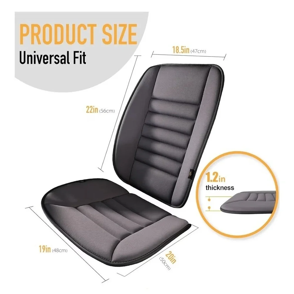 Kingphenix Memory Foam Car Seat Cushion & Lumbar Back Support Pillow Gray